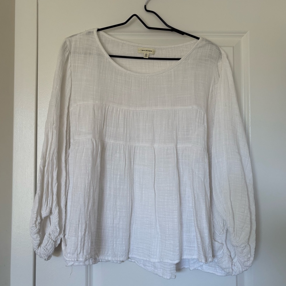 Max Studio Ivory Textured Top